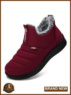 Women's Slip On Fur Lined Waterproof Ankle Snow Boots